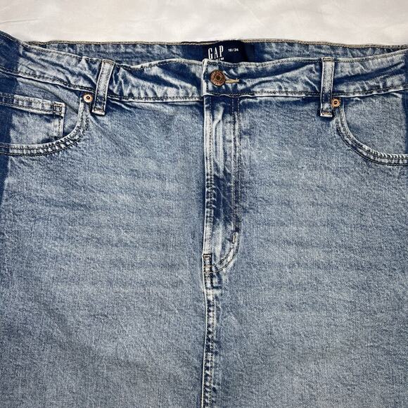 GAP Denim Midi Skirt Plus Size 18 / 34 Blue Light Wash Color Block Cotton Casual - Picture 2 of 13